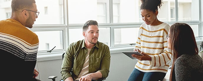 diverse coworkers work together