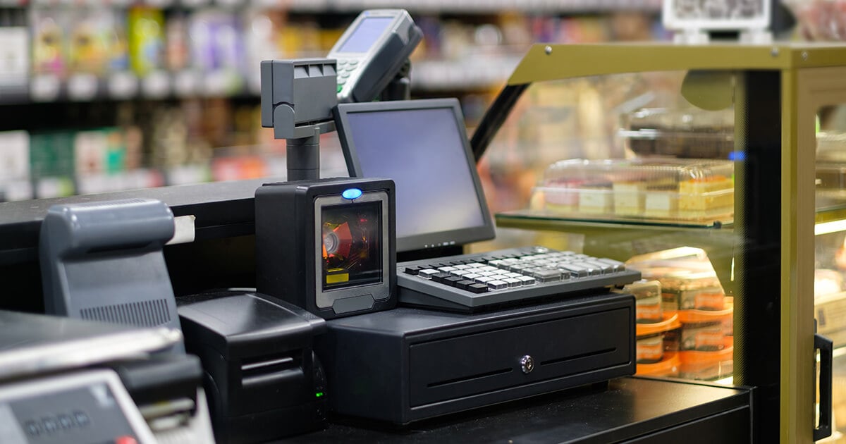 cash register and point of sales system hardware in a store