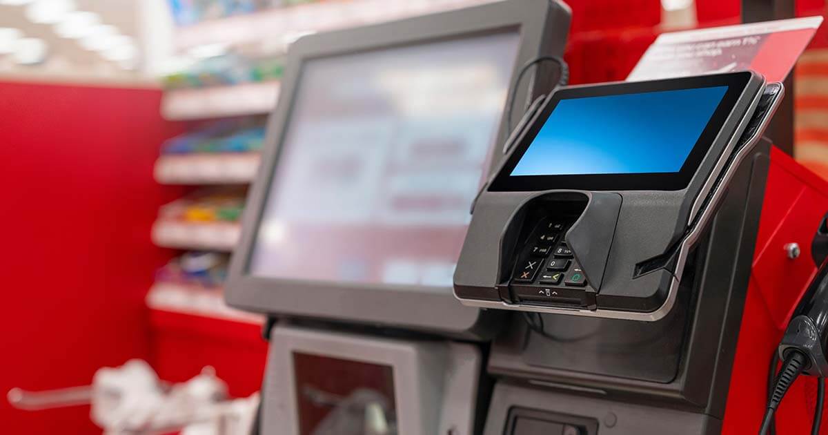 POS self checkout in grocery store