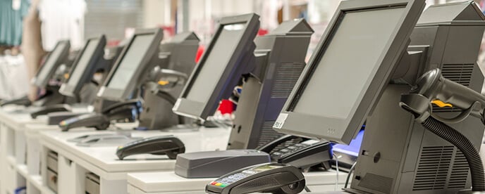 row of point of sale systems